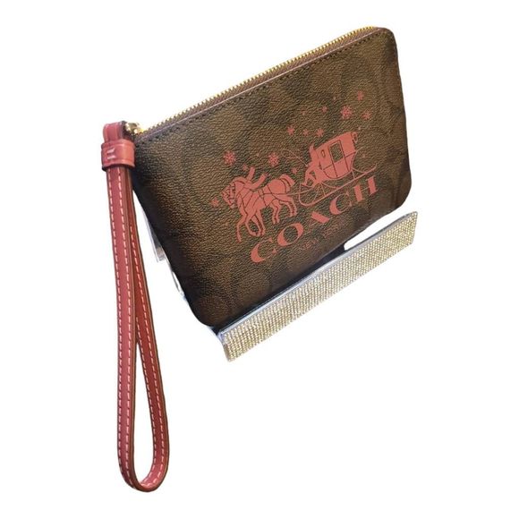 Coach Horse and Carriage Tan and Pink Wristlet NWT and Dust Bag - Picture 2 of 6